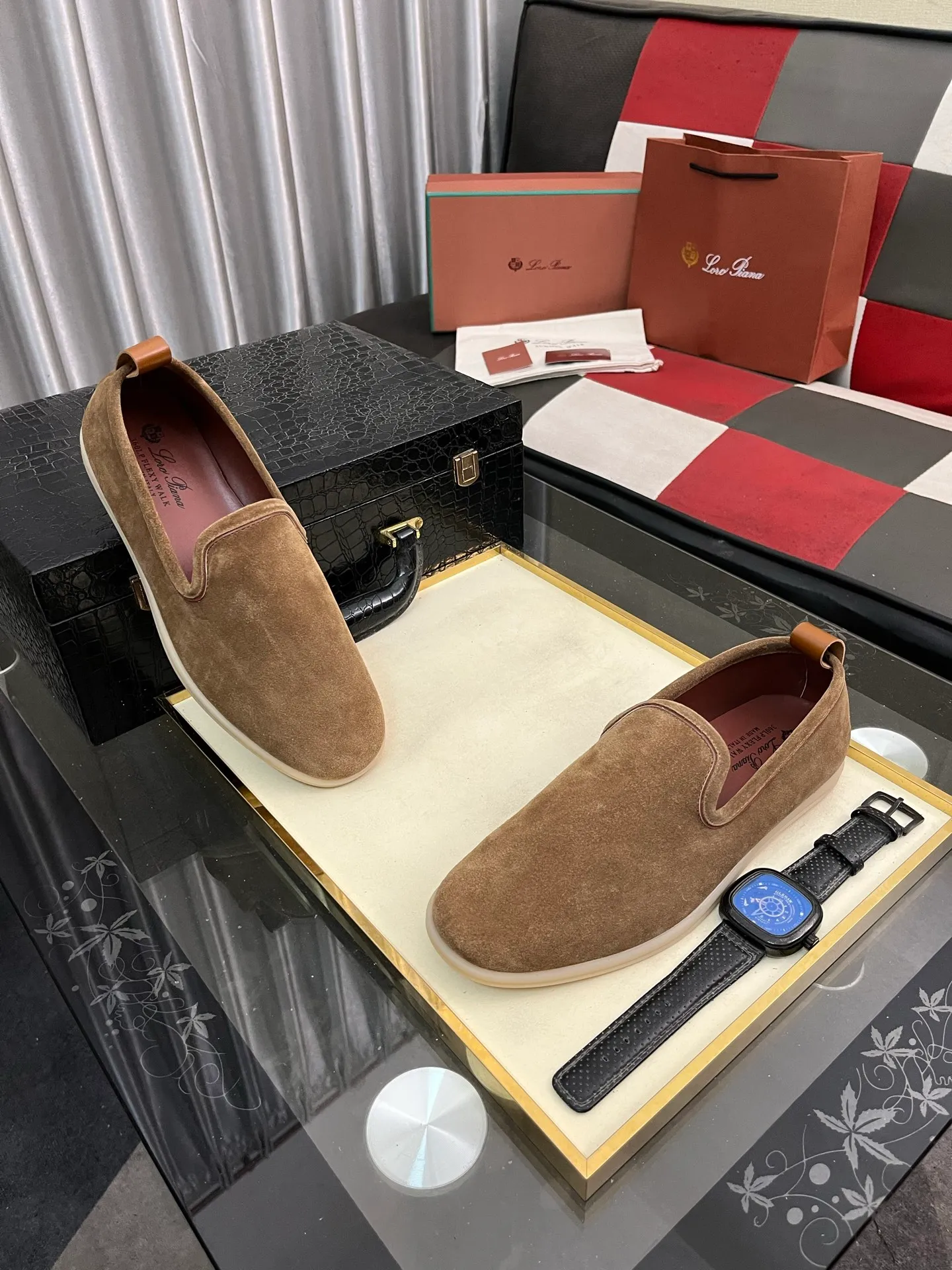 Men's men's shoes 💰420⌚️⌚️Loro*Piana pure original 2023 soft and comfortable LP deerskin flat casual star same style slip-on Loft men's shoes size 38-44